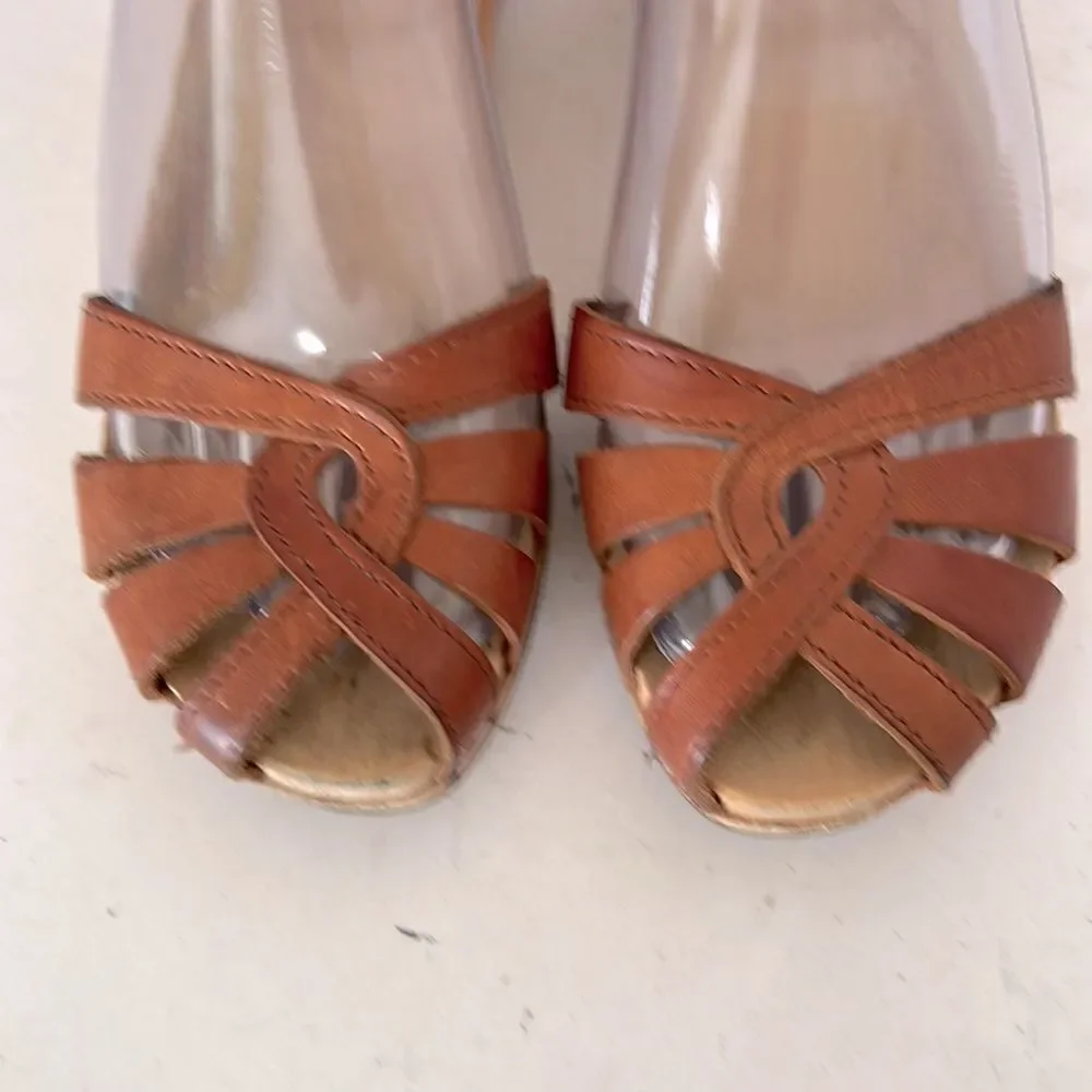Swedish Hasbeens Real Wood and Leather Sandals Size. 36 (US 6)